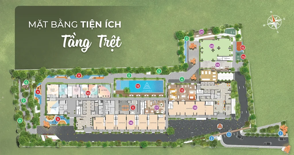 mặt bằng tiện ích tầng trệt